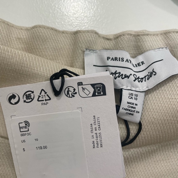 & Other Stories Linen Blend Light Beige Pull on Wide- Leg Trouser - Picture 7 of 7